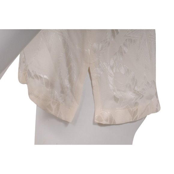Les Copains Womens Blouse Size 42 Off White Silk Star Rope Padded Shoulder Top - Picture 7 of 10